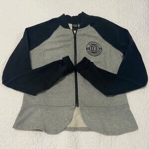 Harley-Davidson Womens Black and Gray Zip Up Peplum Sweatshirt